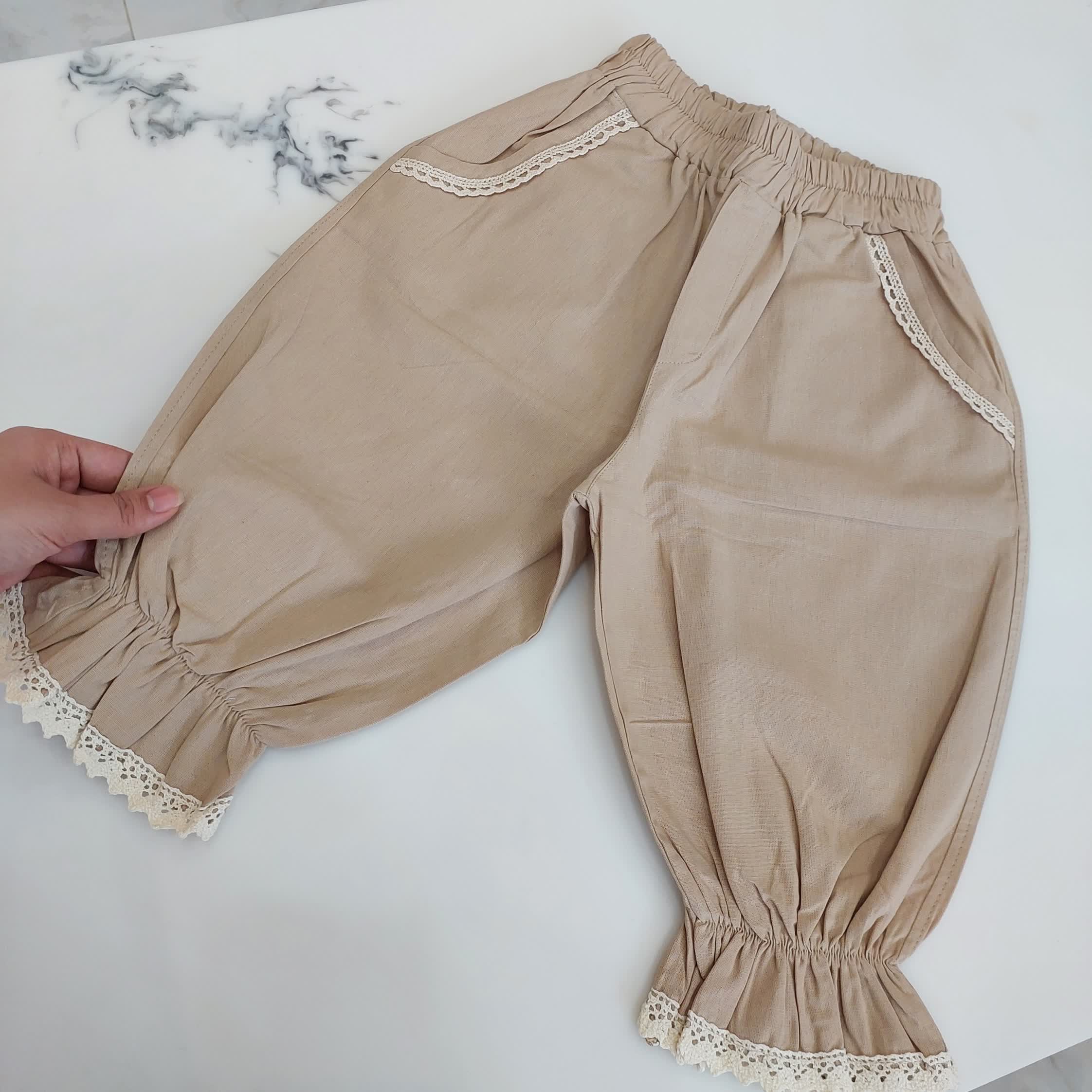 بچگانه شلوارک لینن دخترانه کرم